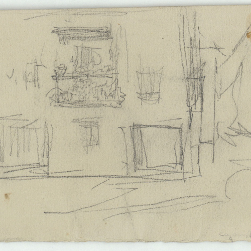 image for: Marià Fortuny - Estudi per al quadre «L&#039;Ajuntament vell de Granada» (anvers) / Esbós de casa (revers) - Cap a 1872 [1]