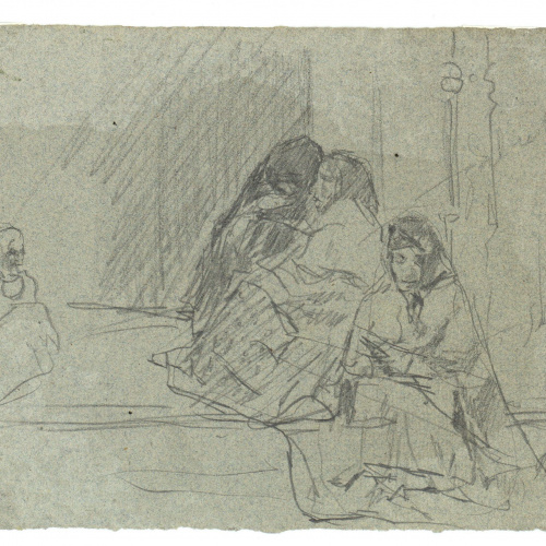 image for: Marià Fortuny - Dones assegudes a l&#039;entrada d&#039;una església - Cap a 1867-1872