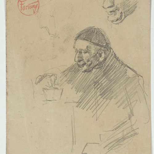 image for: Marià Fortuny - Retrat d&#039;un papa (anvers) / Croquis inconcret (revers) - Cap a 1863-1867