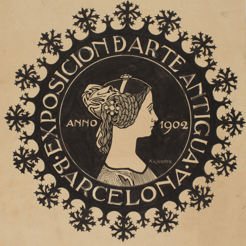 image for: Alexandre de Riquer - Projecte de segell per a l'Exposició d'Art Antic de 1902 - Cap a 1902