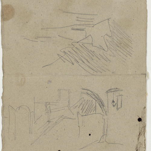 image for: Marià Fortuny - Esbós d&#039;un carrer (anvers) / Croquis inconcret i esbós d&#039;un carrer (revers) - Cap a 1871 [1]