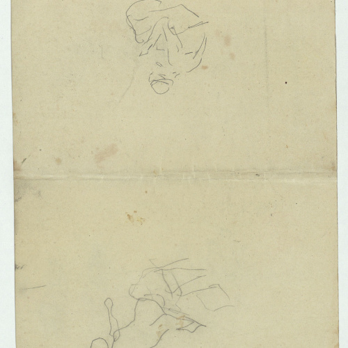 image for: Marià Fortuny - Llum d&#039;estil musulmà i esbós de genets marroquins (anvers) / Marroquí i croquis inconcret (revers) - Cap a 1860-1862 [1]