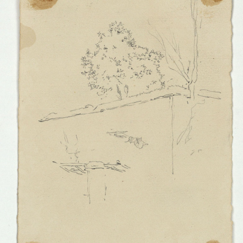 image for: Marià Fortuny - Esbós de figures (anvers) / Tàpia i arbust (revers) - Cap a 1867-1872 [1]
