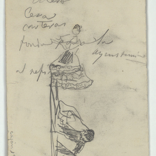 image for: Marià Fortuny - Gitana i altres figures (anvers) / Croquis inconcret (revers) - Cap a 1870-1872