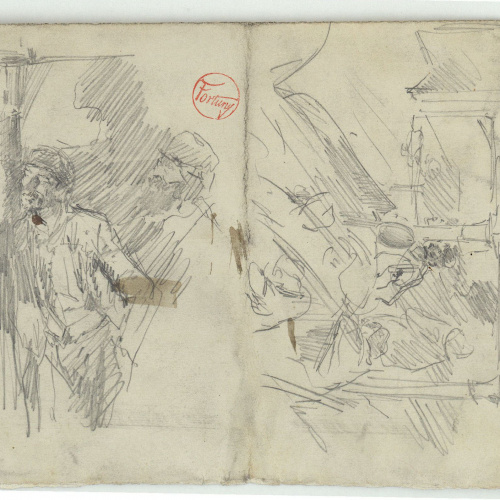 image for: Marià Fortuny - Figures masculines i interior de teatre - Cap a 1863-1865