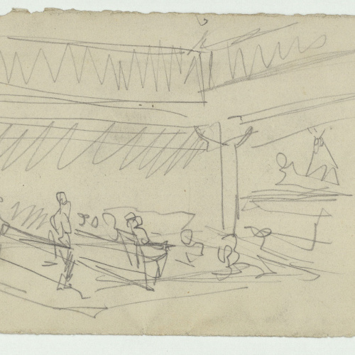 image for: Marià Fortuny - Bust femení (anvers) / Croquis de l&#039;interior d&#039;un teatre (revers) - Cap a 1862-1868 [1]