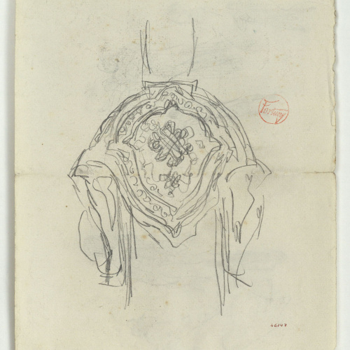 image for: Marià Fortuny - Guarnició d&#039;espasa d&#039;estil musulmà (anvers) / Esbós de figures (revers) - Cap a 1866-1872