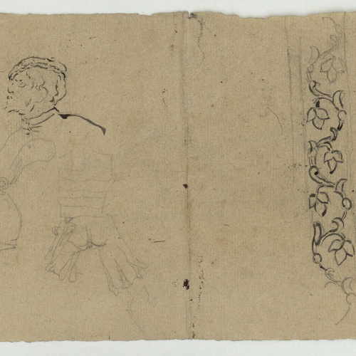 image for: Marià Fortuny - Espases d&#039;estil musulmà (anvers) / Cap masculí, sanefa i altres motius (revers) - Cap a 1863-1866 [1]