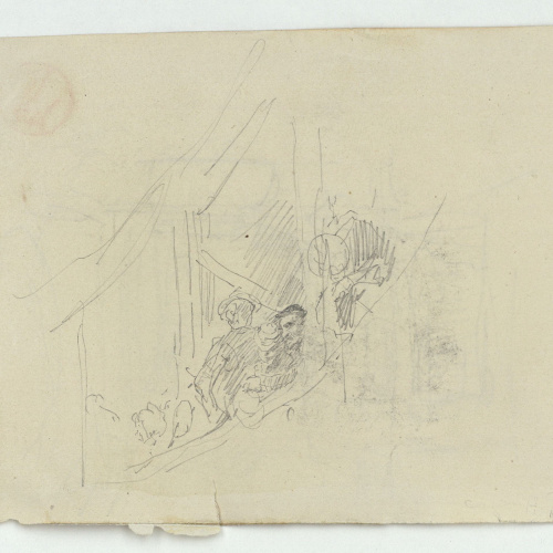 image for: Marià Fortuny - Estudi per al quadre «El tribunal de l&#039;Alhambra» (anvers) / Figures en una llotja (revers) - Cap a 1871 [1]