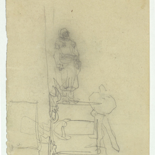 image for: Marià Fortuny - Figures assegudes (anvers) / Croquis de figures masculines (revers) - Cap a 1863-1865 [1]