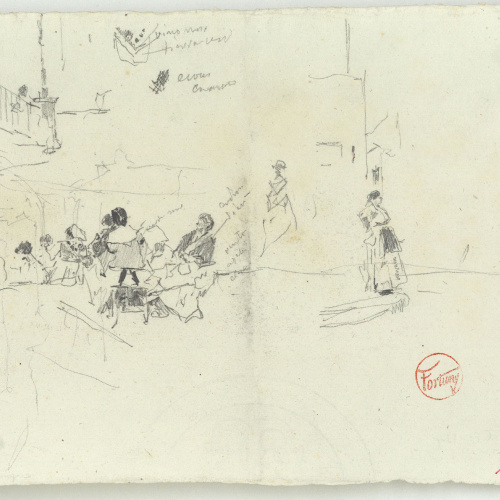 image for: Marià Fortuny - Esbós de figures en una plaça - Cap a 1870-1872