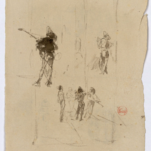 image for: Marià Fortuny - Músics (anvers) / Grups de figures (revers) - Cap a 1867-1872