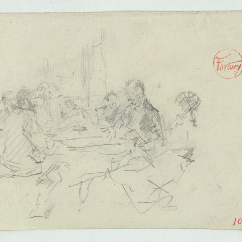 image for: Marià Fortuny - Figures al voltant d&#039;una taula (anvers) / Músics (revers) - Cap a 1863-1867