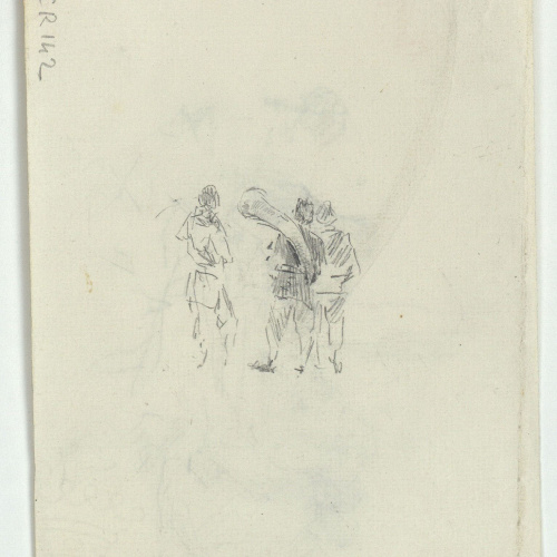 image for: Marià Fortuny - Figures al voltant d&#039;una taula (anvers) / Músics (revers) - Cap a 1863-1867 [1]