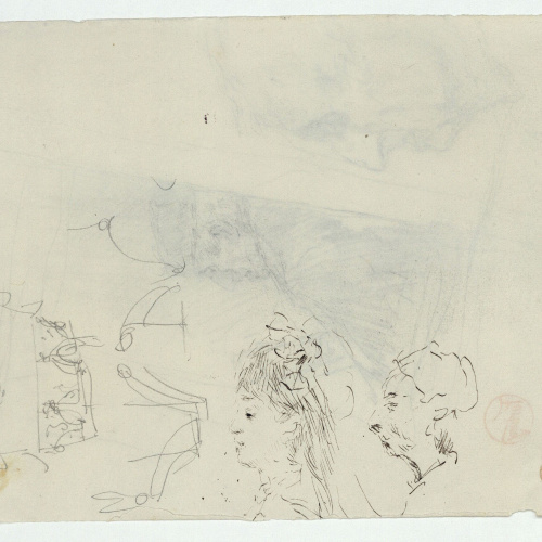 image for: Marià Fortuny - Retrats d&#039;home vell (anvers) / Bustos femenins i croquis inconcrets (revers) - Cap a 1867-1872 [1]