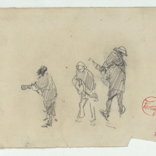 image for: Marià Fortuny - Músics (anvers) / Figures en un pati (revers) - Cap a 1867-1872