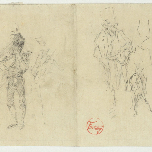 image for: Marià Fortuny - Estudi per al gravat «Ronda nocturna» - Cap a 1863-1866