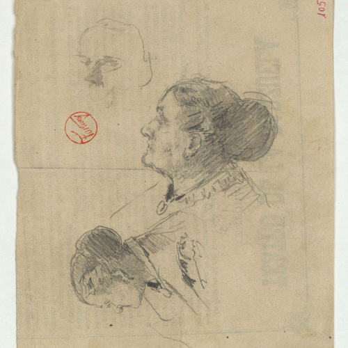 image for: Marià Fortuny - Estudi de bust de dona i cap masculí - Cap a 1867-1872