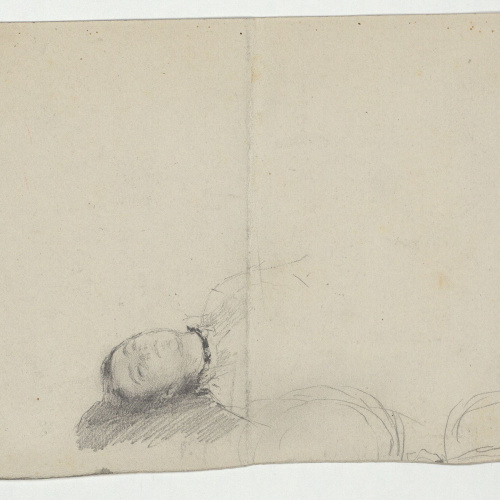 image for: Marià Fortuny - Paisatge urbà i croquis inconcret (anvers) / Cap de dona adormida (revers) - Cap a 1871 [1]