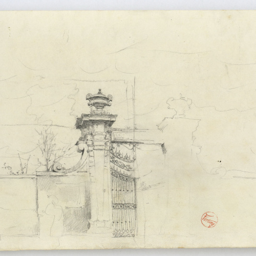 image for: Marià Fortuny - Detall de l&#039;entrada de «villa» Torlonia (anvers) / Esbós del coronament de l&#039;entrada de «villa» Torlonia (revers) - Cap a 1863-1867