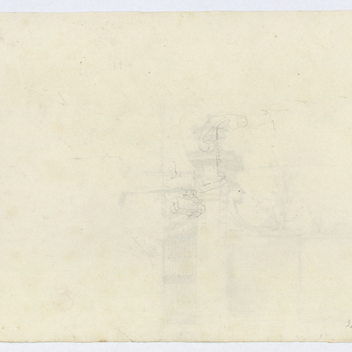 image for: Marià Fortuny - Detall de l&#039;entrada de «villa» Torlonia (anvers) / Esbós del coronament de l&#039;entrada de «villa» Torlonia (revers) - Cap a 1863-1867 [1]