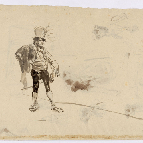 image for: Marià Fortuny - Estudi per al gravat «Ronda nocturna» (anvers) / Parelles (revers) - Cap a 1863-1865