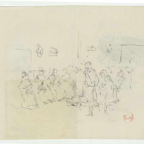 image for: Marià Fortuny - Figures en un saló (anvers) / Grup de figures (revers) - Cap a 1870-1872