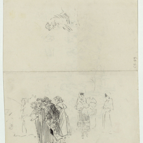 image for: Marià Fortuny - Figures en un saló (anvers) / Grup de figures (revers) - Cap a 1870-1872 [1]