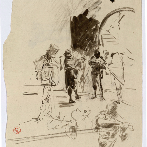 image for: Marià Fortuny - Estudi per al gravat «Ronda nocturna» (anvers) / Estudi per al quadre «L&#039;elecció de la model» (revers) - Cap a 1863-1865