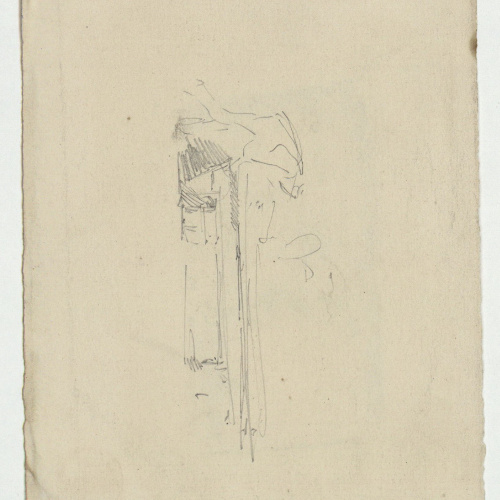 image for: Marià Fortuny - Baix relleu (anvers) / Croquis inconcret (revers) - Cap a 1867-1872 [1]