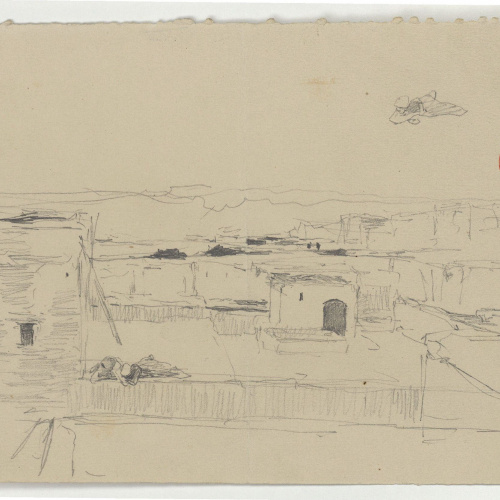 image for: Marià Fortuny - Teulades marroquines (anvers) / Figura en un carreró (revers) - Cap a 1860-1862