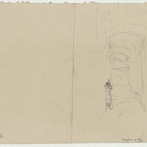 image for: Marià Fortuny - Teulades marroquines (anvers) / Figura en un carreró (revers) - Cap a 1860-1862 [1]