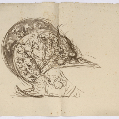 image for: Marià Fortuny - Apunt d&#039;un casc d&#039;estil renaixentista (anvers) / Croquis inconcret (revers) - Cap a 1863-1866