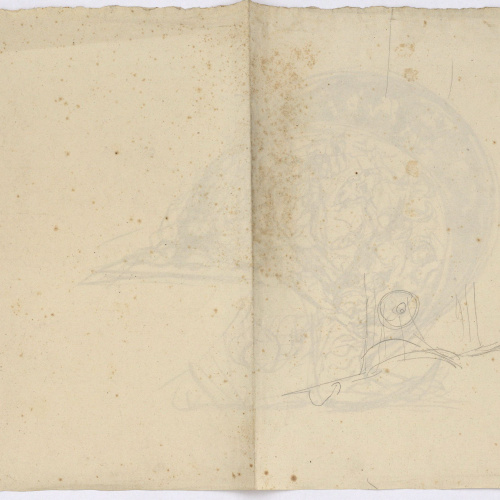 image for: Marià Fortuny - Apunt d&#039;un casc d&#039;estil renaixentista (anvers) / Croquis inconcret (revers) - Cap a 1863-1866 [1]