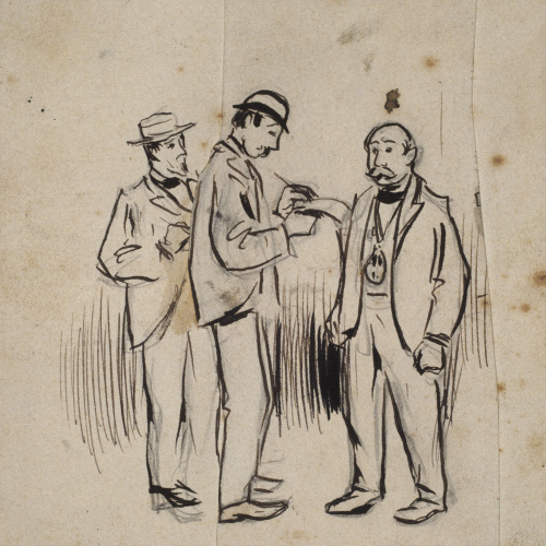 image for: Ramon Casas - Interrogant els qui sortien de la capella - 1893