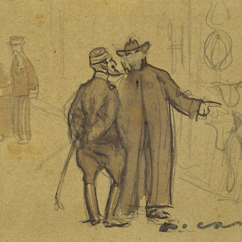 image for: Ramon Casas - Autoretrat parlant amb un militar - Cap a 1890-1900