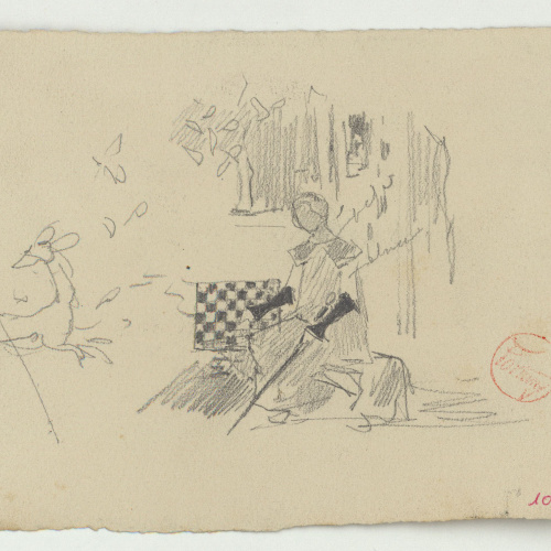 image for: Marià Fortuny - Estudi per al quadre «La matança dels Abenserraigs» (anvers) / Mà amb ploma (revers) - Cap a 1870