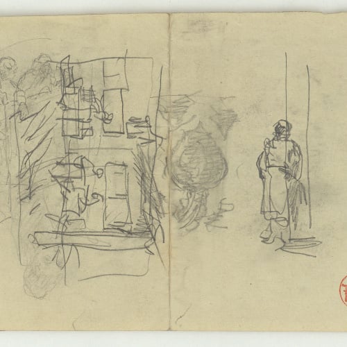 image for: Marià Fortuny - Croquis de figures (anvers) / Croquis de figures (revers) - Cap a 1867-1872