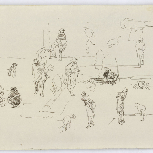 image for: Marià Fortuny - Figures masculines i gossos - Cap a 1870-1872