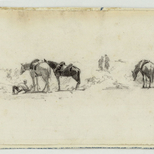 image for: Marià Fortuny - Cavalls amb selles - Cap a 1860