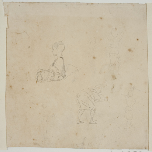image for: Marià Fortuny - Estudi de cavalls (anvers) / Nen i altres figures (revers) - Cap a 1860-1862 [1]
