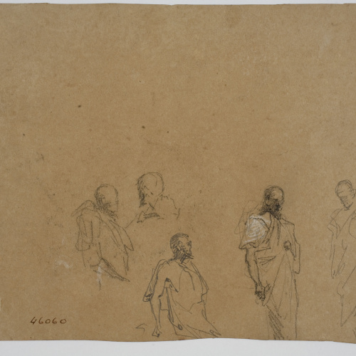 image for: Marià Fortuny - Cap de camell (anvers) / Esbós de figures (revers) - Cap a 1860-1862 [1]