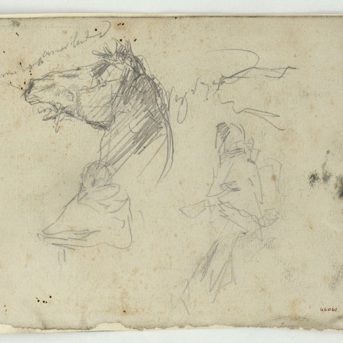 image for: Marià Fortuny - Cap de cavall i figures - Cap a 1860-1862
