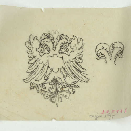 image for: Marià Fortuny - Calc d&#039;escut amb àguila bicèfala - Cap a 1867-1872