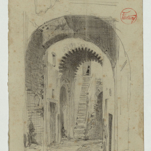 image for: Marià Fortuny - Zauia (cenobi religiós) Nasiriyya de Sidibennacer al carrer Ahfir de Tetuan - 1860