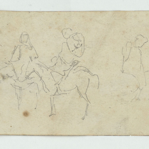 image for: Marià Fortuny - Genets marroquins (anvers) / Paisatge (revers) - Cap a 1860-1862