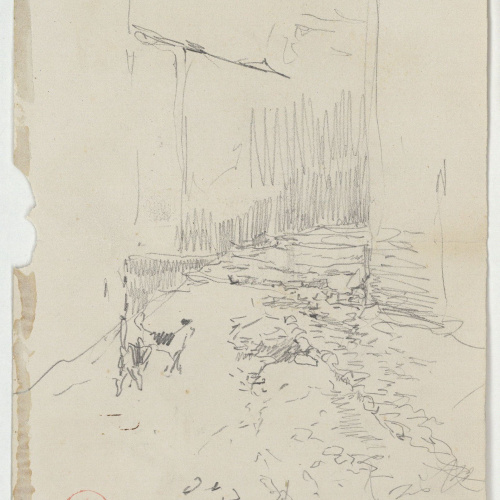 image for: Marià Fortuny - Carreró amb gossos (anvers) / Carreró i capitells d&#039;estil musulmà (revers) - Cap a 1870-1872