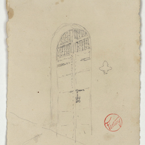 image for: Marià Fortuny - Porta (anvers) / Dona fent bugada (revers) - Cap a 1870-1872