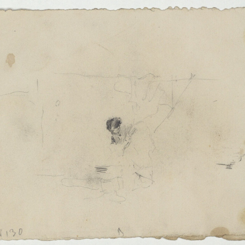 image for: Marià Fortuny - Porta (anvers) / Dona fent bugada (revers) - Cap a 1870-1872 [1]