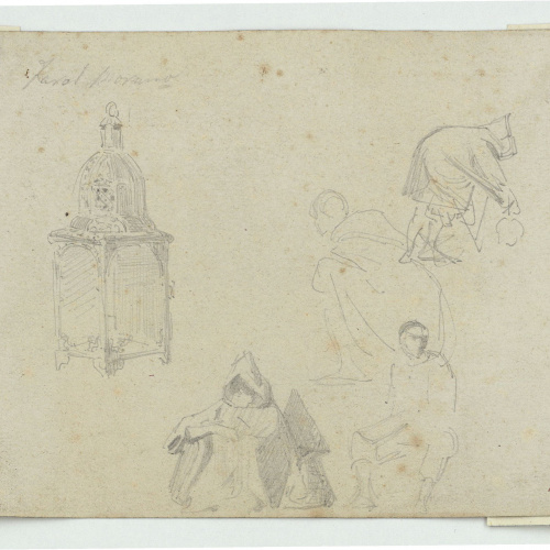 image for: Marià Fortuny - Fanal d&#039;estil musulmà i marroquins (anvers) / Croquis inconcret (revers) - Cap a 1860-1862